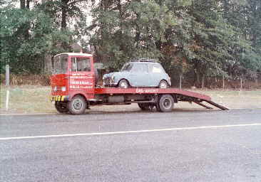Mini on recovery truck